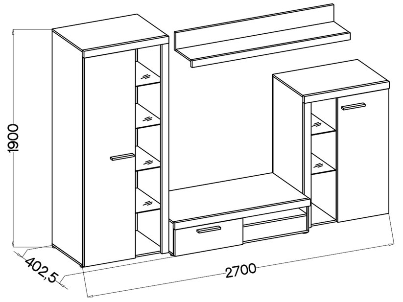 Meblościanka Rumba Biała Sonoma Lefkas LED Kolor frontów biały