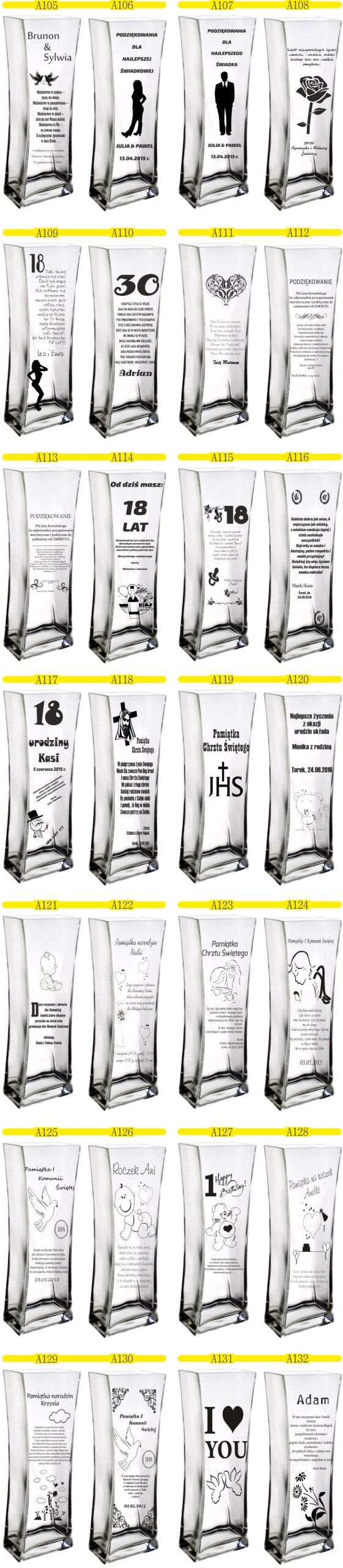 Wazon z grawerem na PREZENT ŚLUB ROCZNICA Materiał szkło