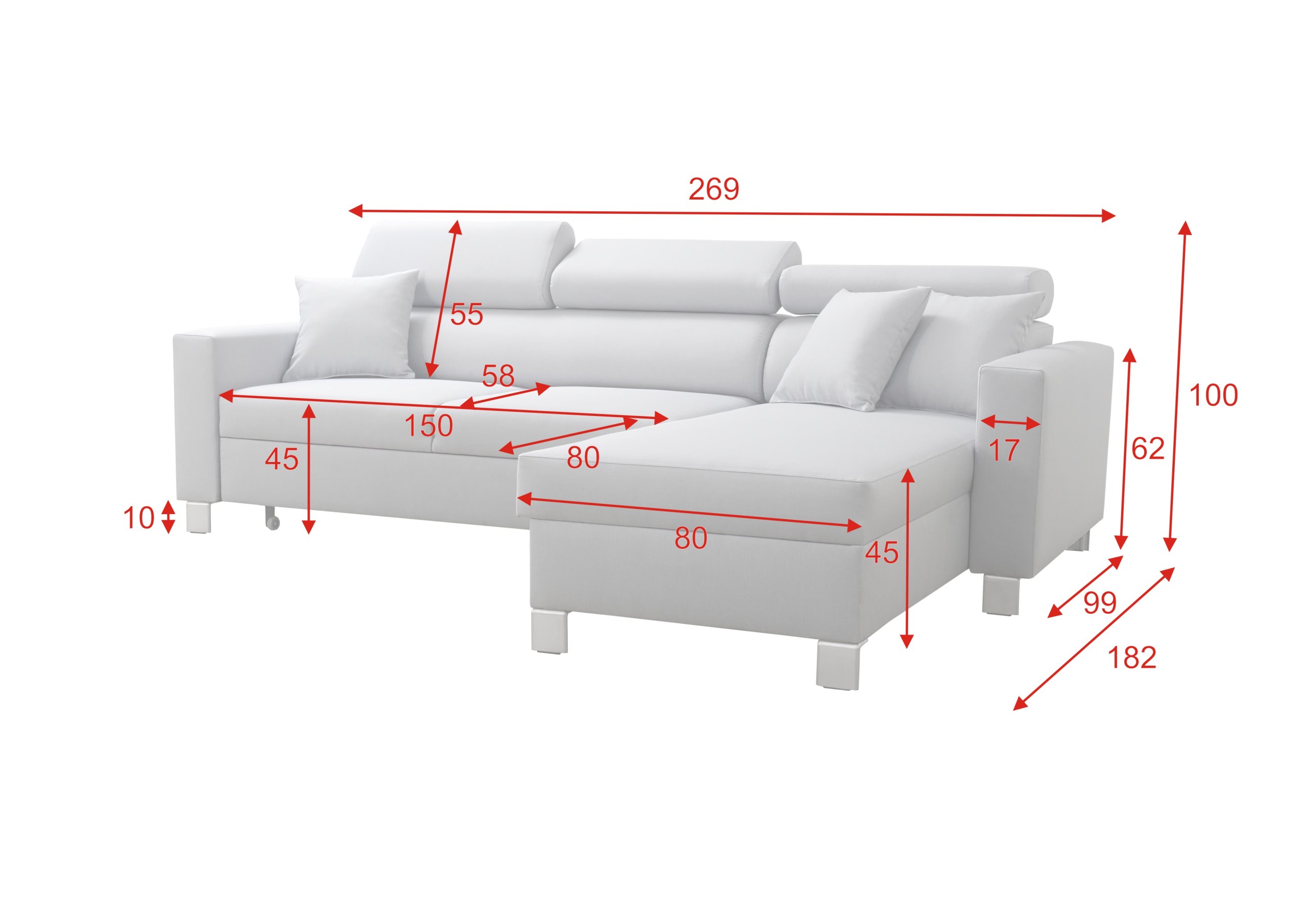 размер дивана на 4 места