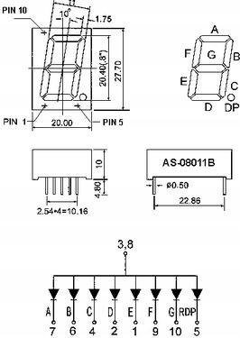 ART LED 1 CYFRA 0,8"=20mm S-RED W.A (08011BS) Producent Ledis