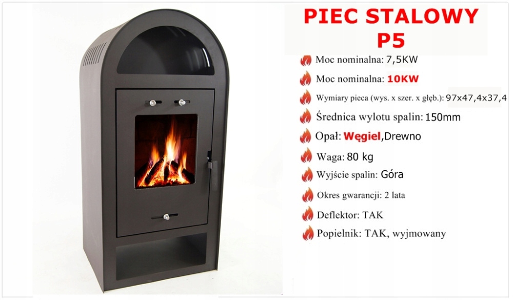 Piec stalowy Hurtex 97 x 48 x 38 cm • Cena, Opinie • Piece