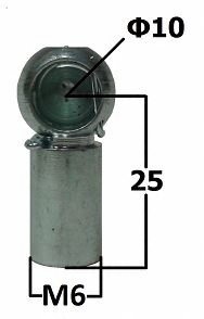 

Gniazdo kulowe otwór 10mm gwint M6 dł. 25mm