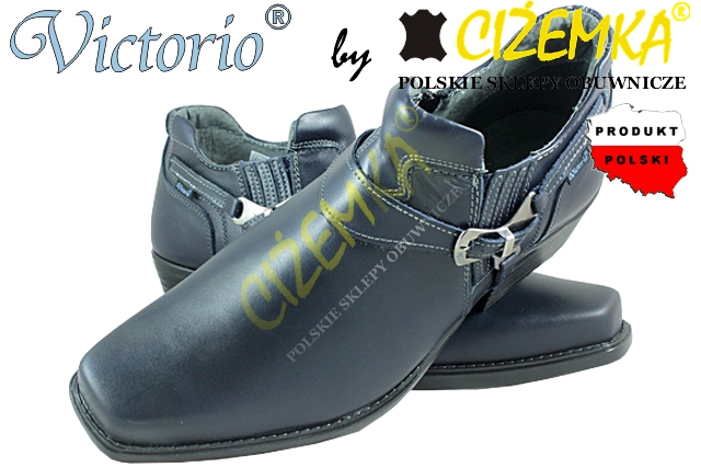 VICTORIO Kowbojki Półbuty SKÓRA PL 1026 GRANAT 40 Materiał zewnętrzny skóra naturalna