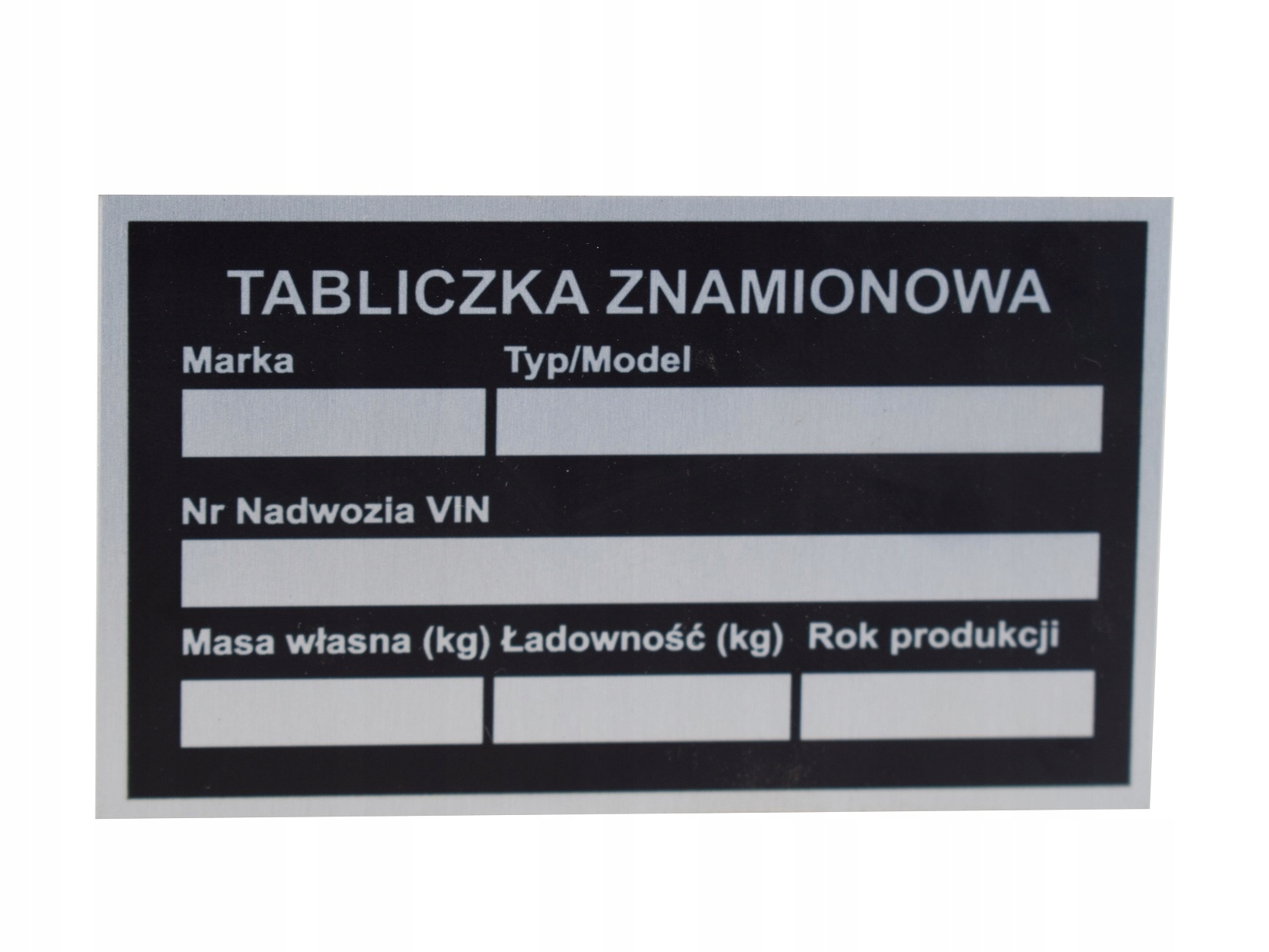 

Tabliczka znamionowa zastępcza przyczepa laweta wy