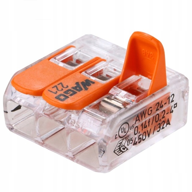 

Wago Szybkozłączka łącznik 3x4mm2 drut/linka 50szt