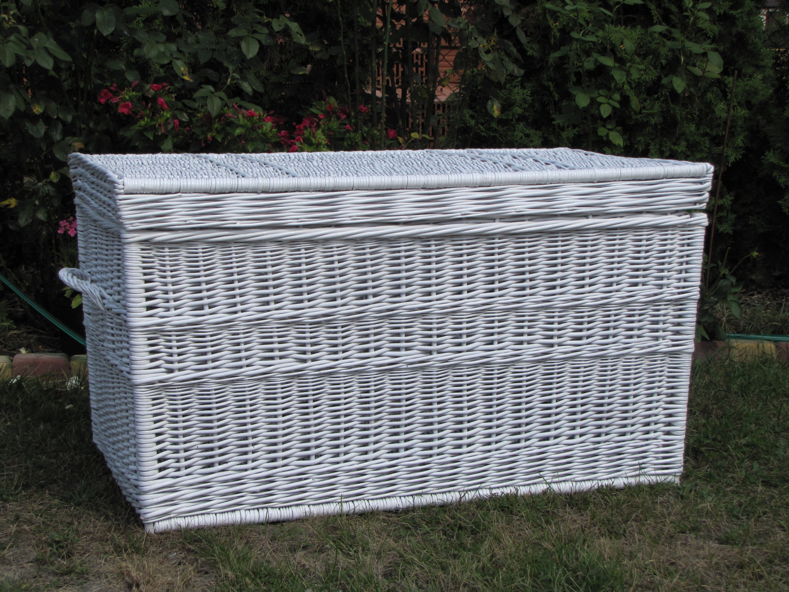 Wiklinowy kufer Skrzynia Wiklina Kosz 90 cm BIAŁY Pojemność skrzyni 230 l