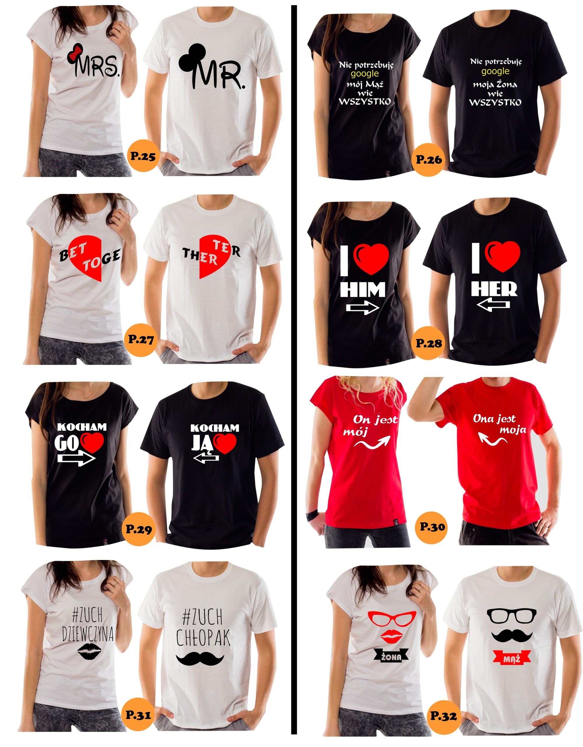 KOSZULKI DLA PAR WALENTYNKI Książę ROCZNICA ZOŁZA Materiał dominujący bawełna