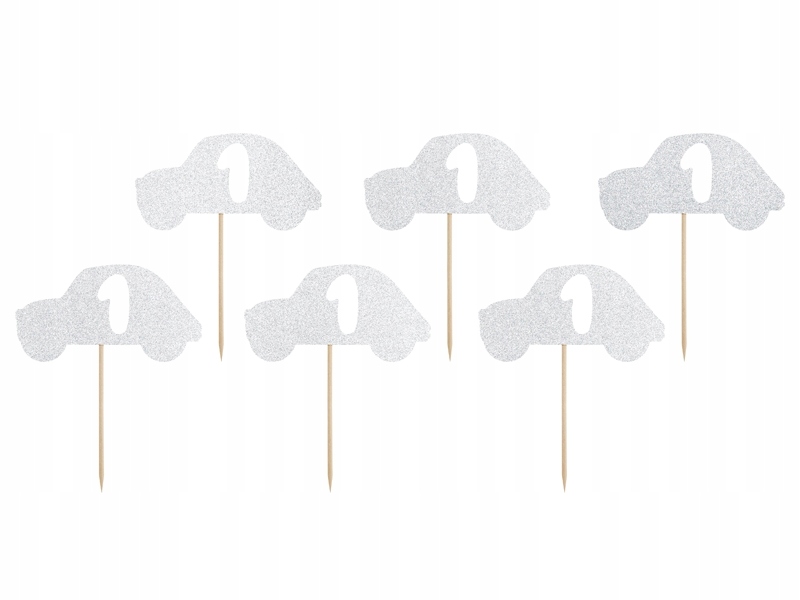 Dekoracja PIKERY ROCZEK cyfra 1 URODZINY srebrne