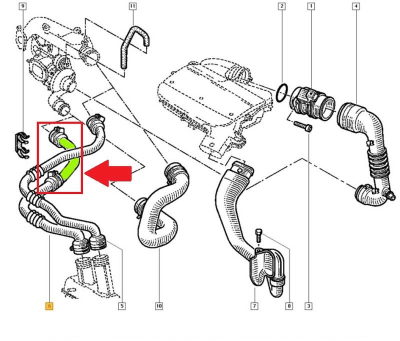 PRZEWOD TURBO ІНТЕРКУЛЕРА RENAULT MEGANE 1 , 9 dci Номер каталоге запчасти 2506700009674 foto 2