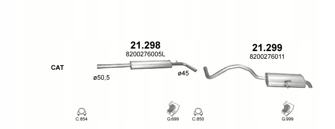 TŁUMIK ŚRODKOWY RENAULT MEGANE SCENIC 21.298 Typ samochodu Samochody osobowe