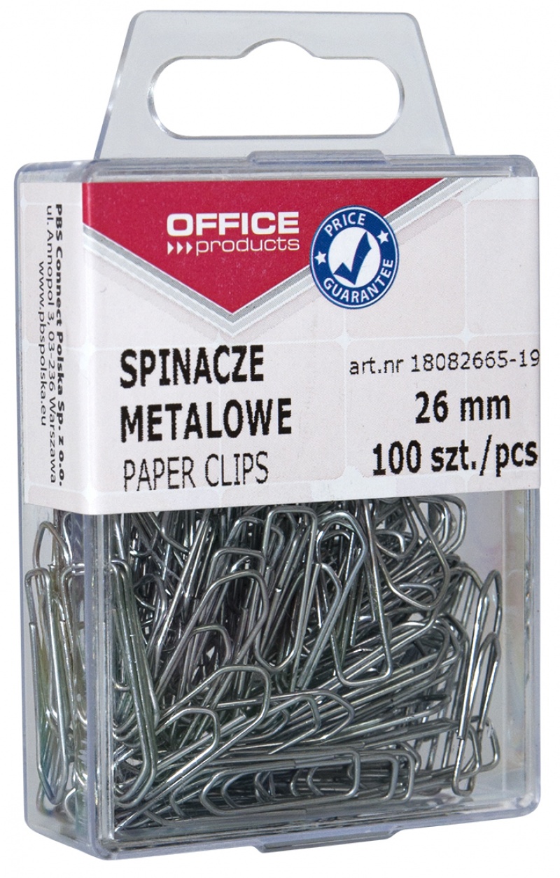

Spinacze Metalowe 26MM 100SZT Srebrne