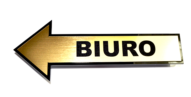 

Tabliczka strzałka 260 x 100 mm