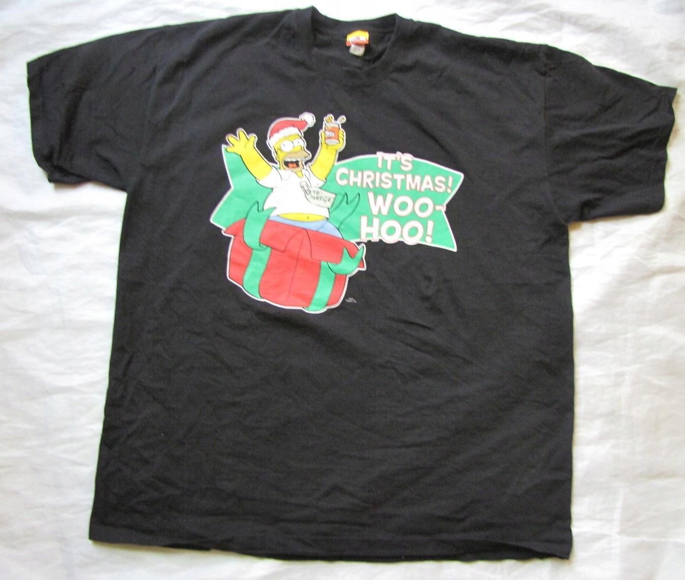 sw20taku　SIMPSON メカニックシャツ Koszulka z krótkim rękawem Simpsons Christmas White-Black