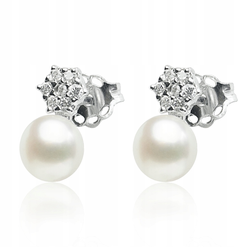 Světelné Stříbrné Náušnice S Perlami A Zirkony