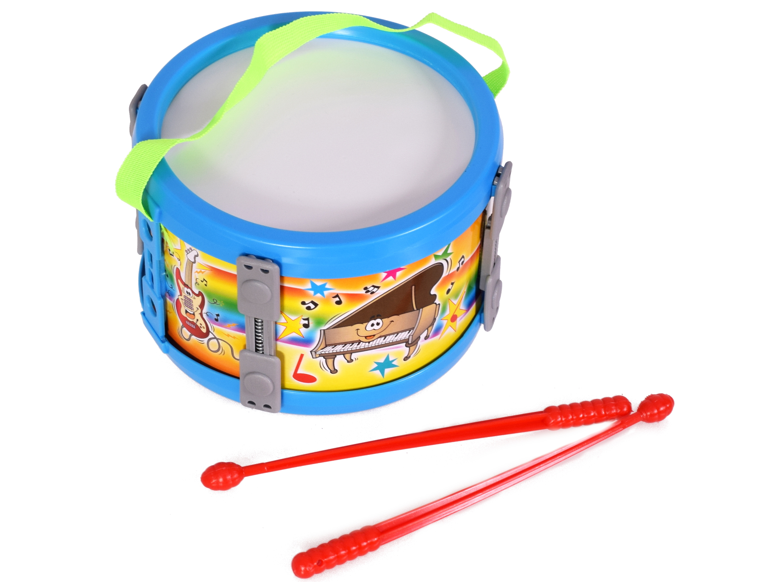 

Bębenek Perkusyjny Kolorowy Duży 16 cm Pałeczki