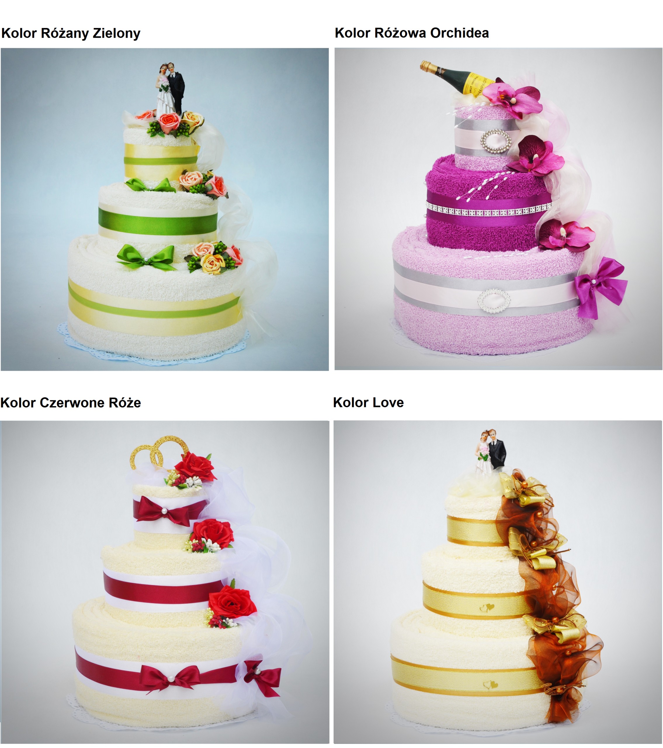 Tort z Ręczników Prezent na Ślub 50 Rocznicę Ślubu Wymiary ręcznika 50x100cm 70x140cm