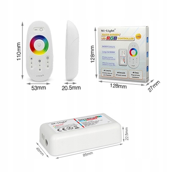 Zestaw LED RGB 5m TAŚMA 5050 PILOT DOTYK GĘSTY HIT Moc 70 W