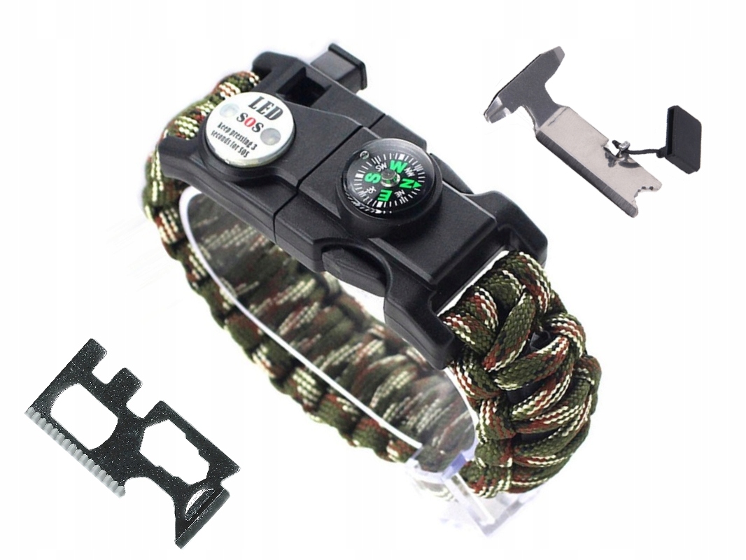 

Bransoletka Survival Edc Sos Led 10w1 Paracord 916