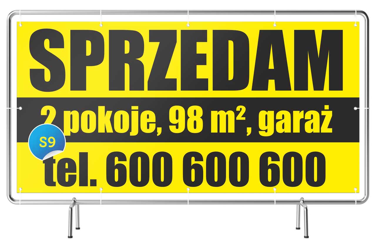 

Baner reklamowy 300x150cm Sprzedam DOM/Działkę