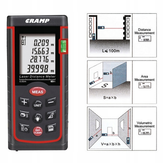 CRAMP DALMIERZ LASEROWY 40M MIERNIK CYFROWY LCD Maksymalny zasięg 31-60 m