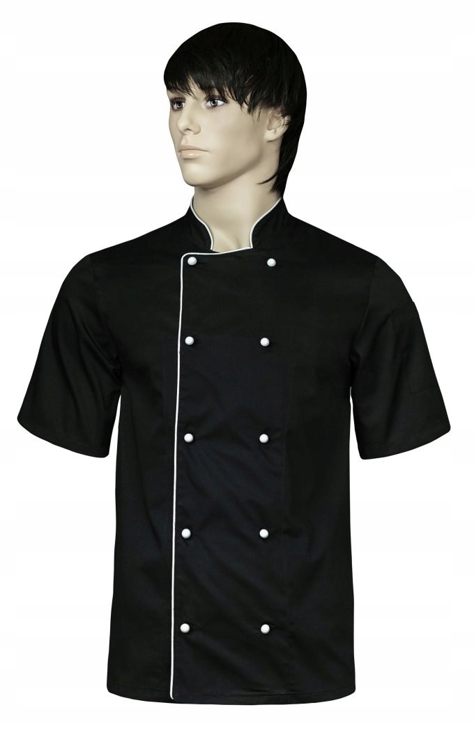 

Kitel kucharski czarny,biała lamówka r.krótki S