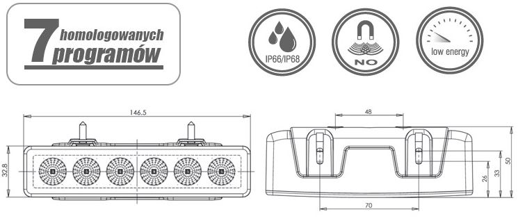 LAMPA OSTRZEGAWCZA KOGUT LED WAŚ 12/24V 7 PROG. Producent części WAŚ