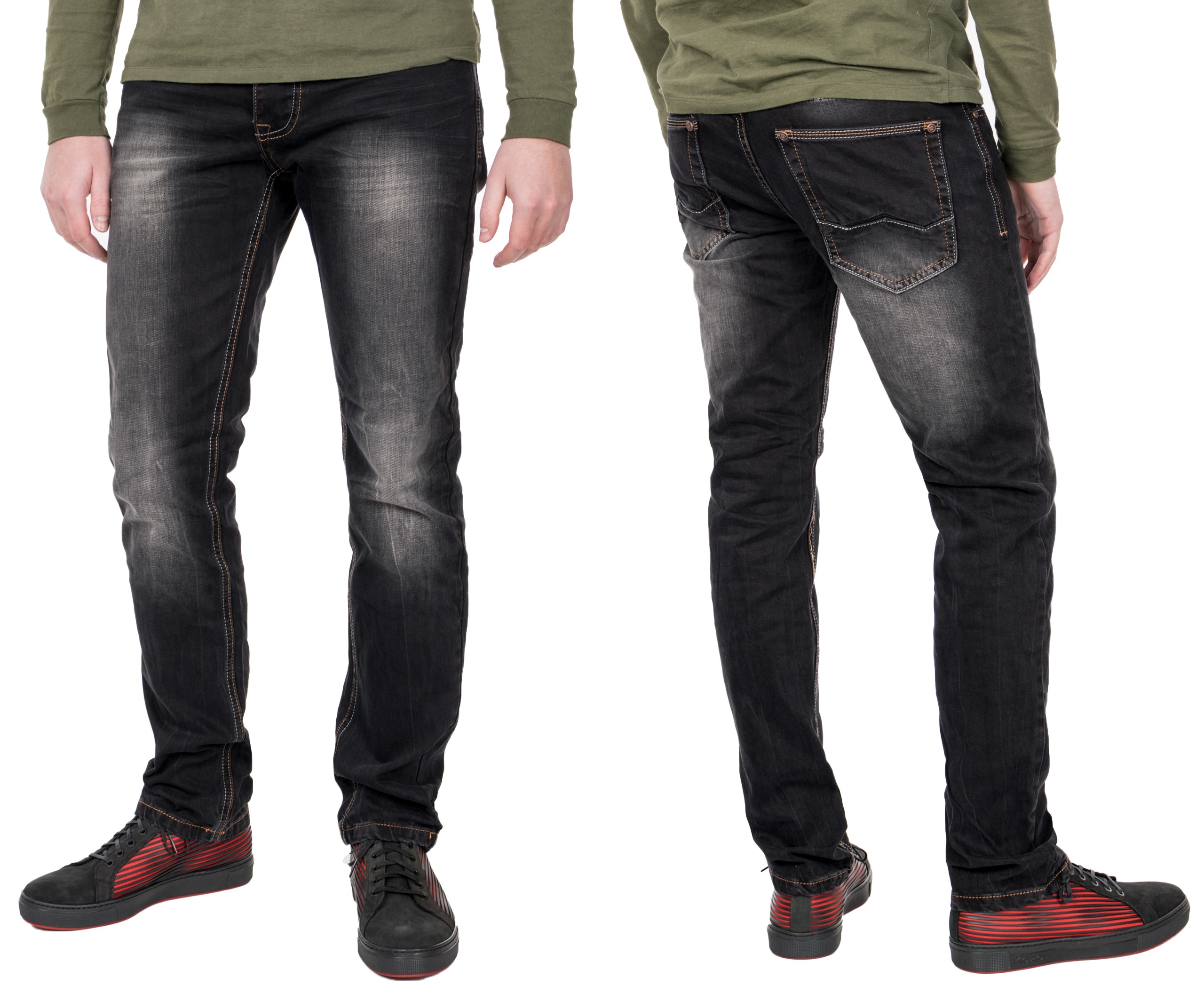 

Spodnie Męskie Jeansy Czarne Rurki 6114 roz 74 cm