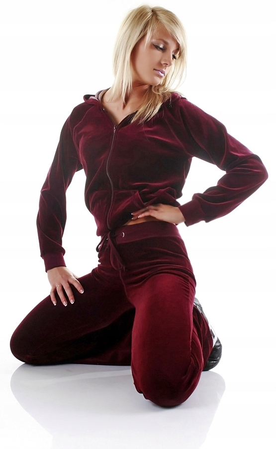 Dresy damskie welurowe, dres damski bordowy 4XL Marka Atlantex