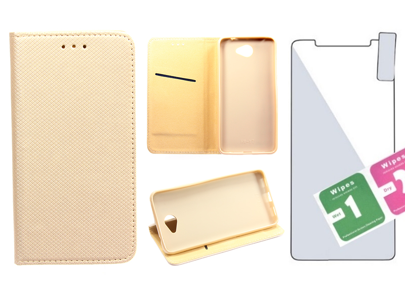 

Etui Smart Magnet book + Szkło 9H Huawei Y7 Gold