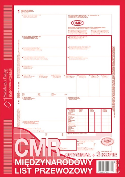 

Cmr Międzynarodowy List Przewozowy A4 1+3 80k