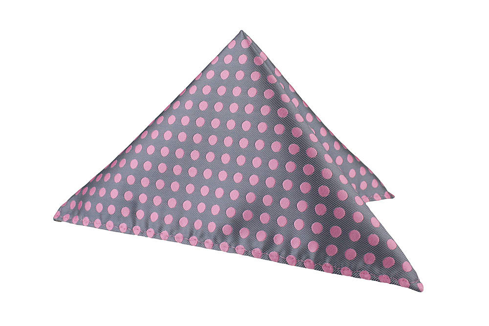 

Poszetka Chusteczka Męska - Szara W Różowe Grochy