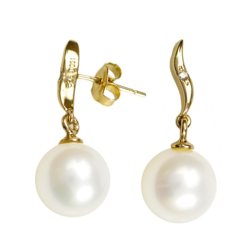 Exkluzivní Zlaté Náušnice S Perlou A Brilianty