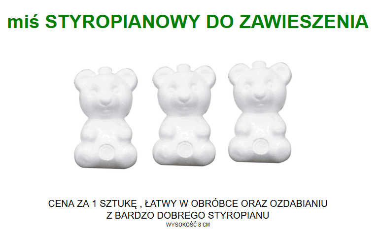 miś STYROPIANOWY 8 CM do zawieszenia Okazje inna brak