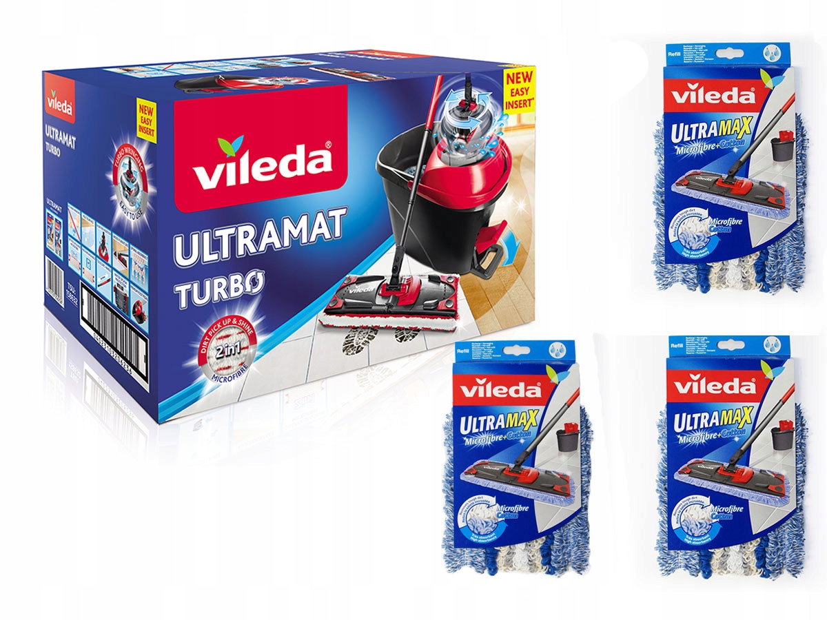 

Vileda Mop Obrotowy Płaski Ultramat Turbo +3wkłady