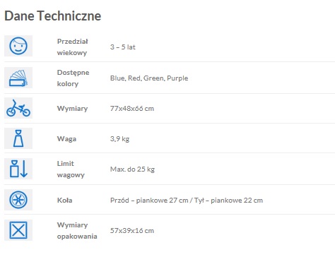 Rowerek trójkołowy Toyz York by Caretero Waga 3.9 kg