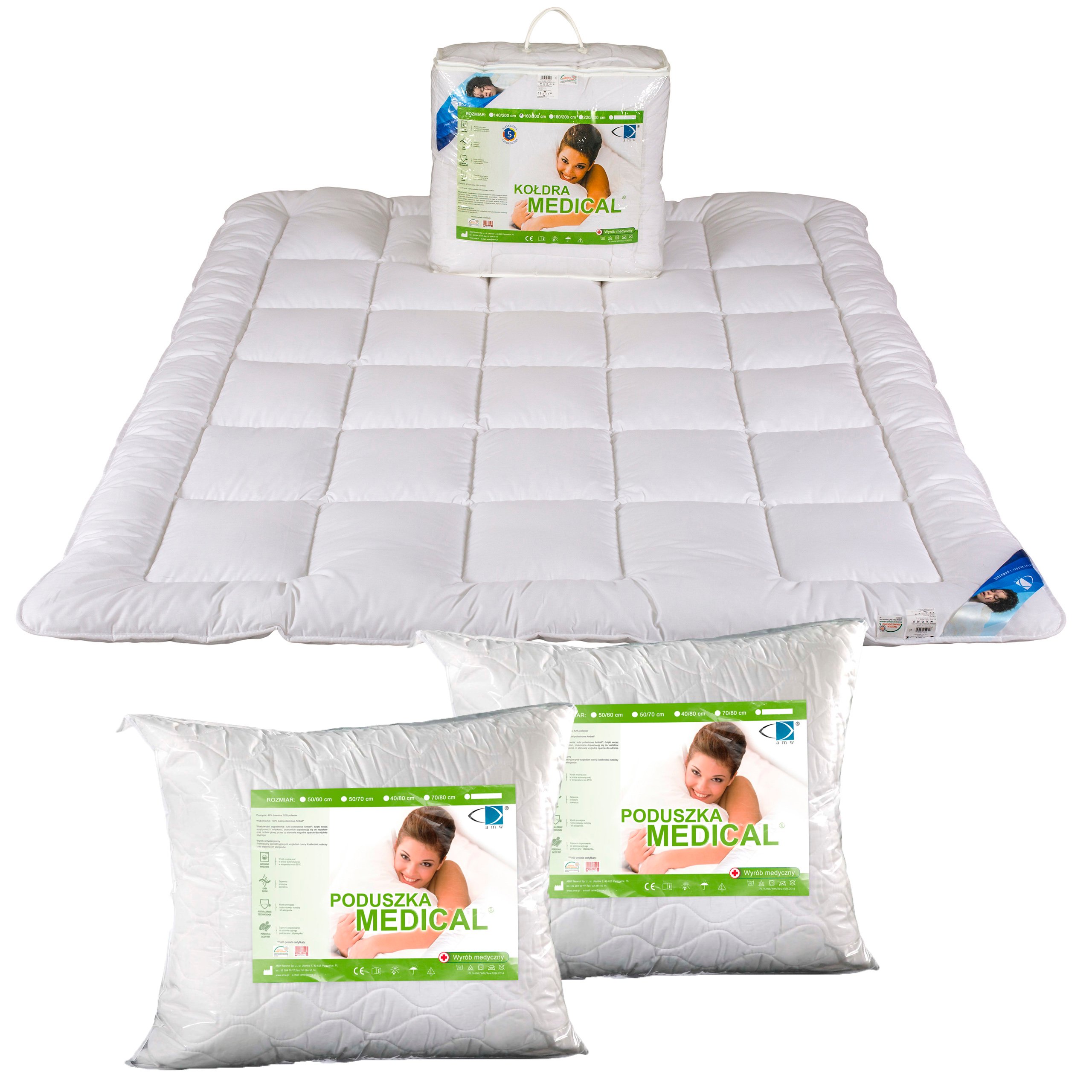 

Komplet Kołdra 180x200 Medical 2 poduszki 70x80