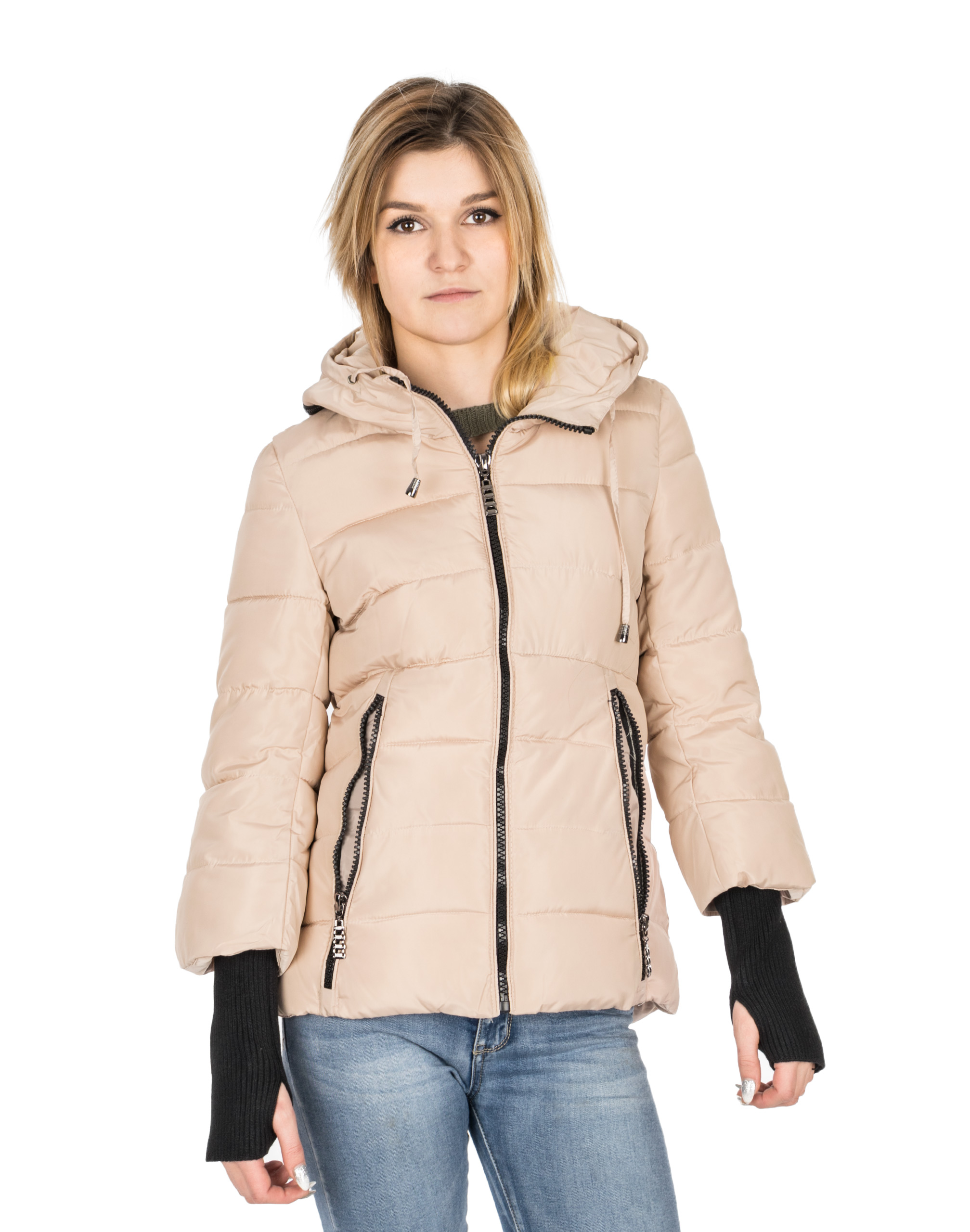 

Ciepła Kurtka Zimowa Damska Parka 8511 r L beżowa