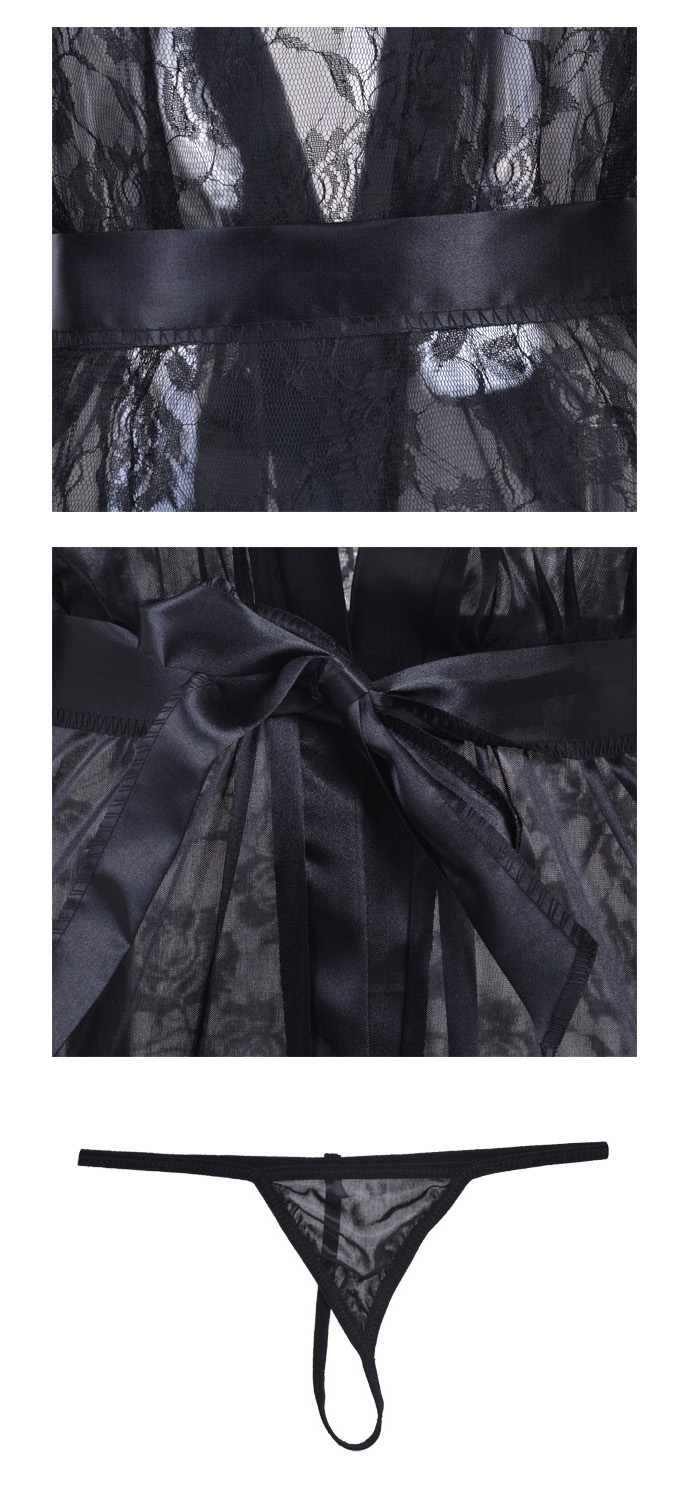 SATYNOWY SZLAFROK SEXY KORONKA PODOMKA ZMYSŁOWY PENIUAR STRINGI GRATIS S/M Rozmiar S/M