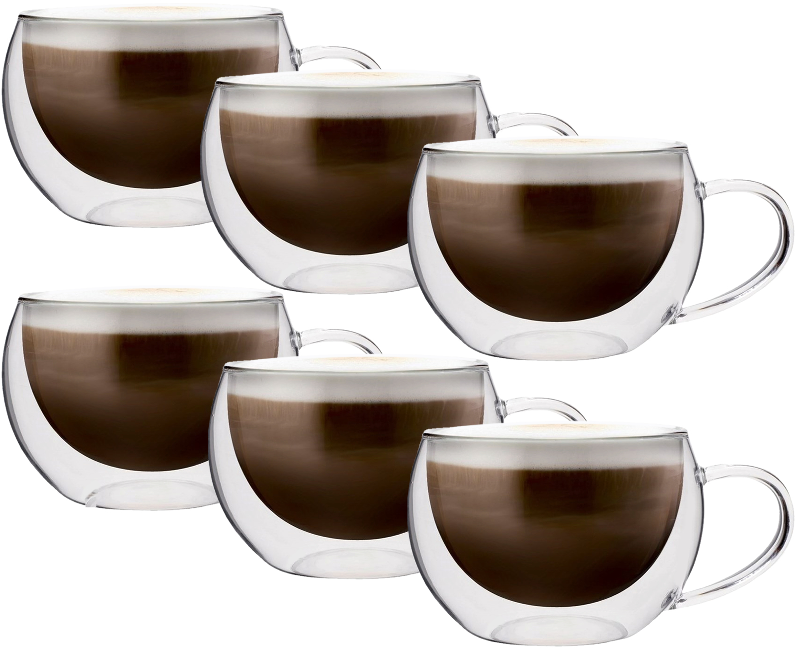 Фото - Кухоль Szklanki Termiczne Z Podwójnymi Ściankami Kawa Cappuccino Herbata 300ML x6