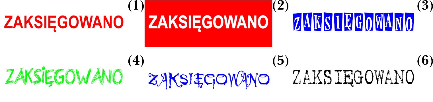 

Pieczątka automat Zaksięgowano różne