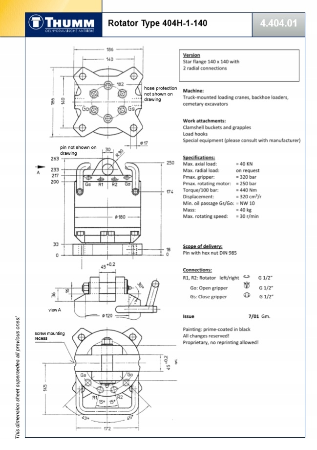 Rotator Thumm 404H-1-140, 4Tony -HDS-Koparka-Hak Producent części inny