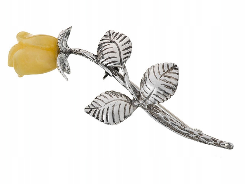 

Broszka - Duża Róża z Mlecznego Bursztynu