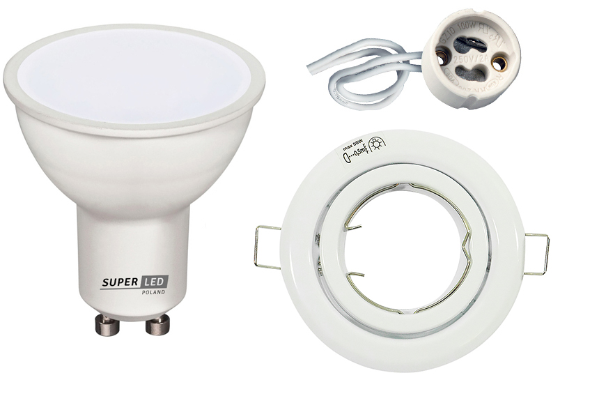 

Zestaw oprawa halogenowa Ruchoma okr Led GU10 6W
