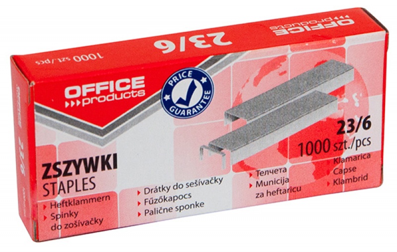 

Zszywki Office Products, 23/6, 1000SZT.