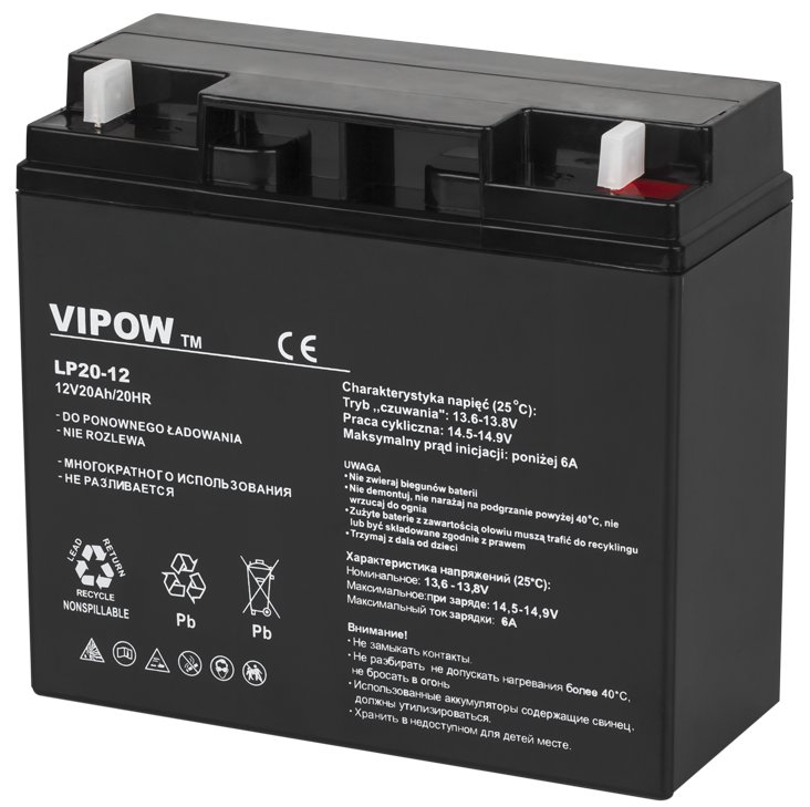 

Akumulator Żelowy 12V 20Ah Vipow Bezobsługowy