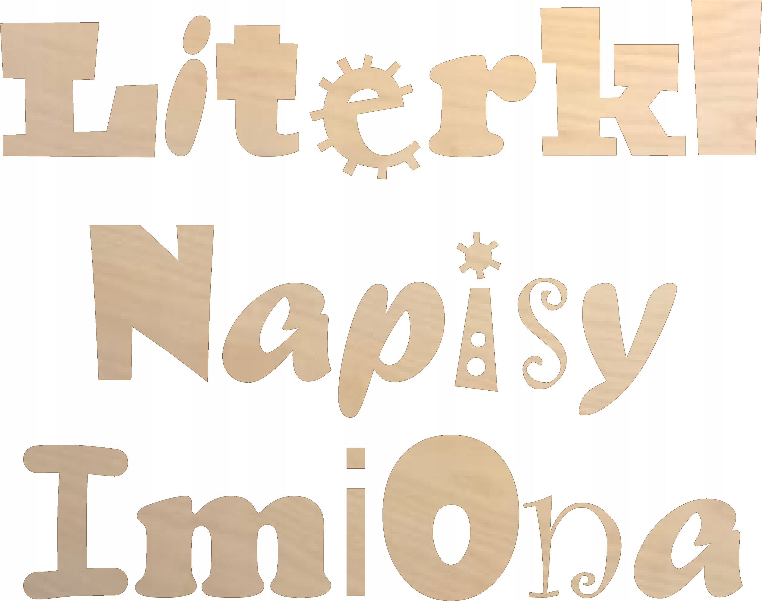 

Litery literki napis Imię 3d 20cm Eko sklejka 3mm