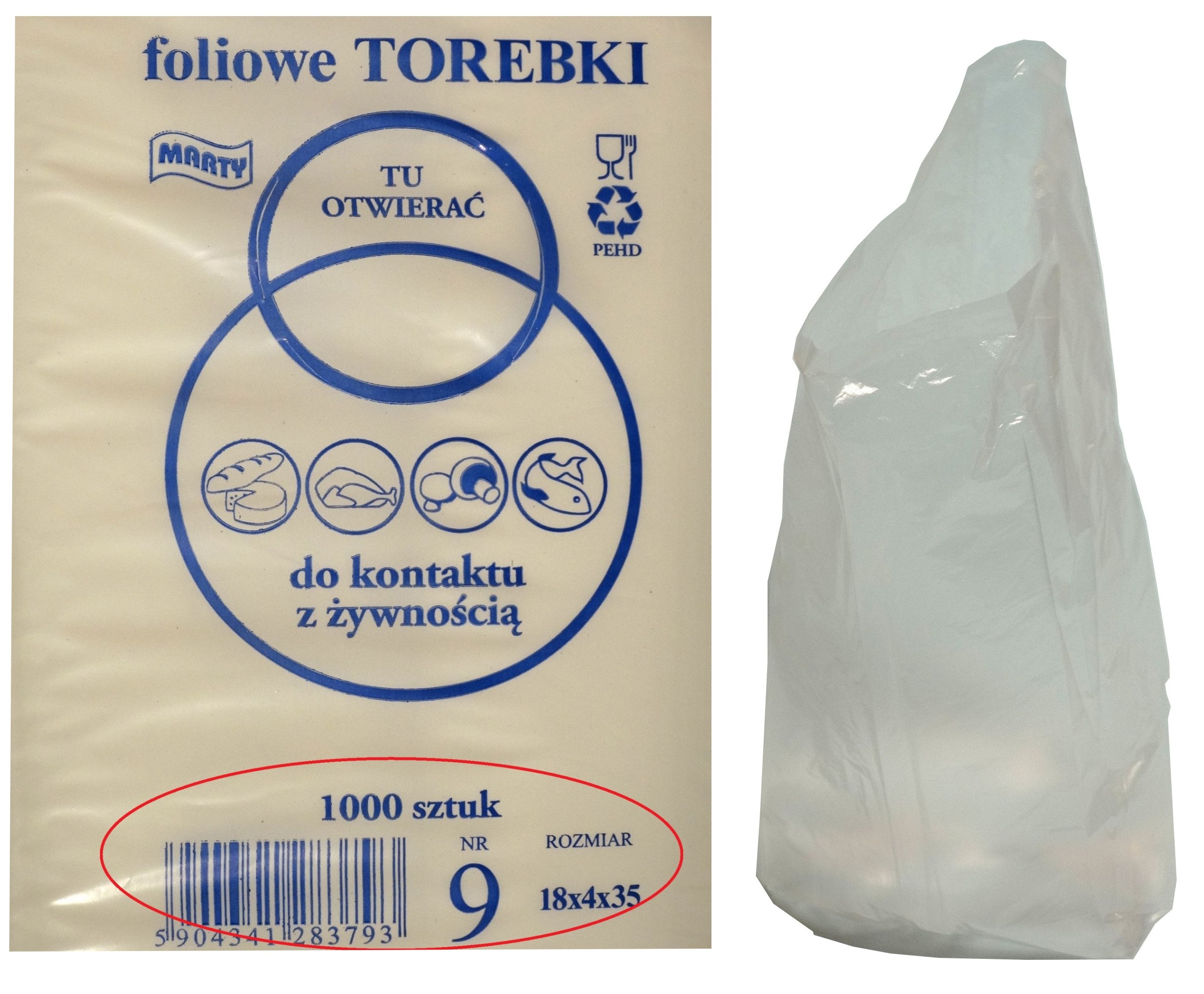

Woreczki Śniadaniowe Hdpe 18x4x35 foliowe 1000szt