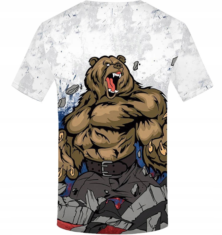 MĘSKA KOSZULKA T-SHIRT 3D NIEDŹWIEDŹ SIŁOWNIE S Marka inna