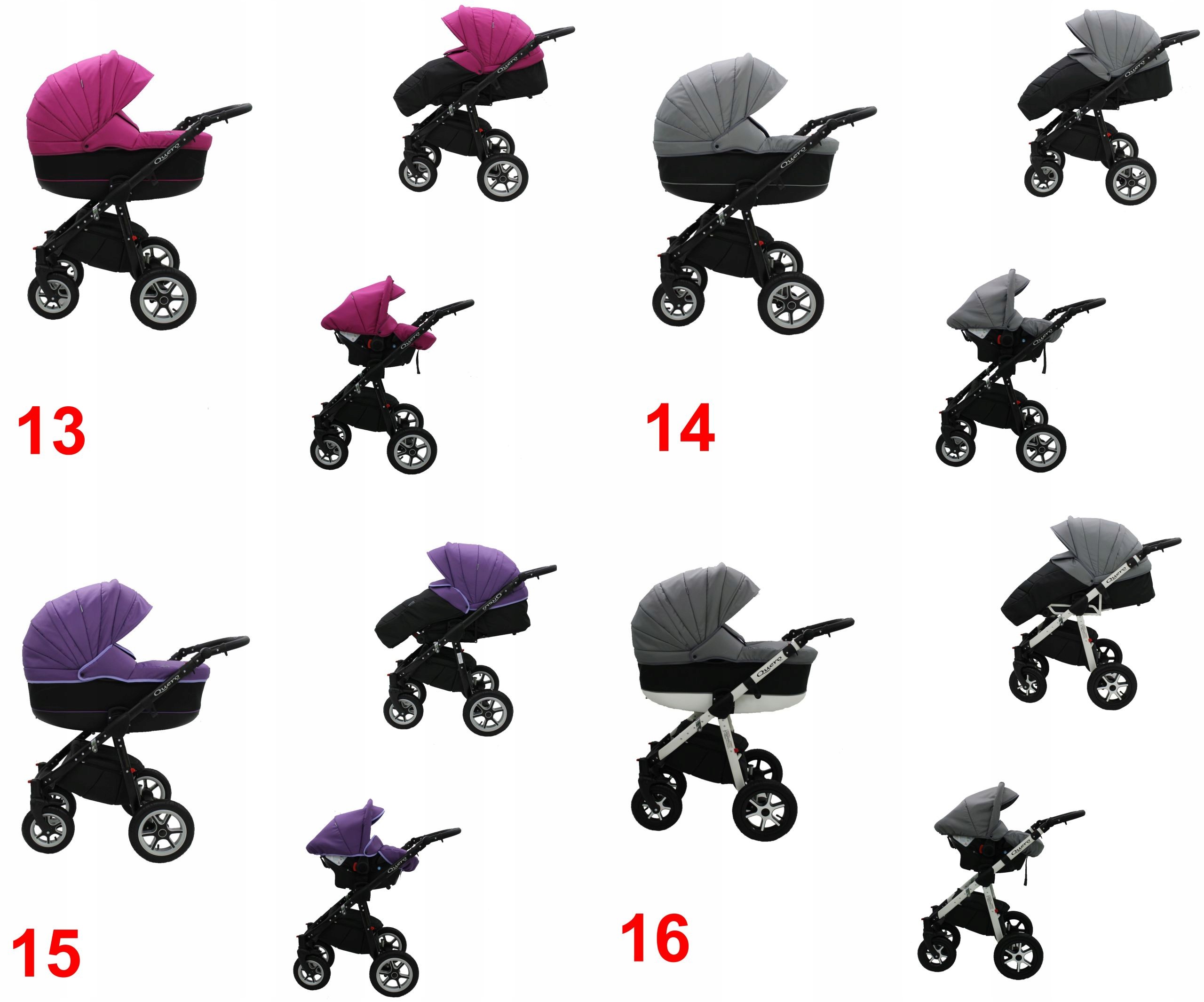 NOWOŚĆ QUERO alu WÓZEK DZIECIĘCY 3W1 KAREX PARASOL Elementy zestawu Fotelik samochodowy Gondola Spacerówka