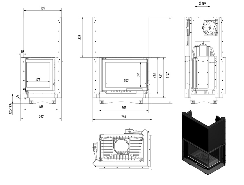 Wkład KOMINEK MAJA 8 prawy BS gilotyna DOLOT fi100 Moc (kW) 6-10